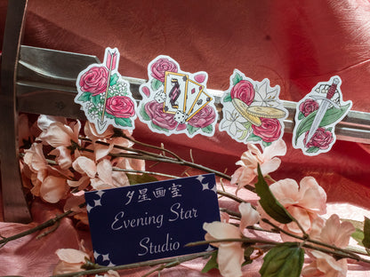 Rose Floral - Cards Vinyl Sticker